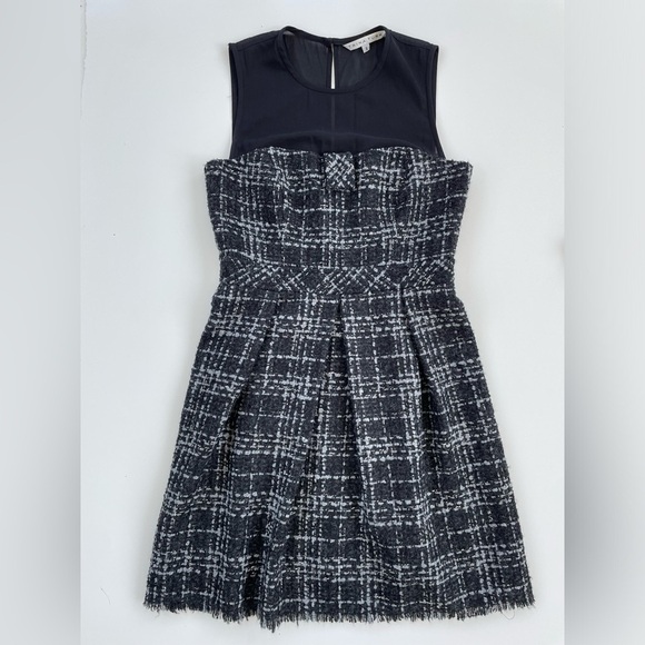 TRINA TURK Black Grey Sleeveless Tweed Dress Size 8 - Picture 1 of 10